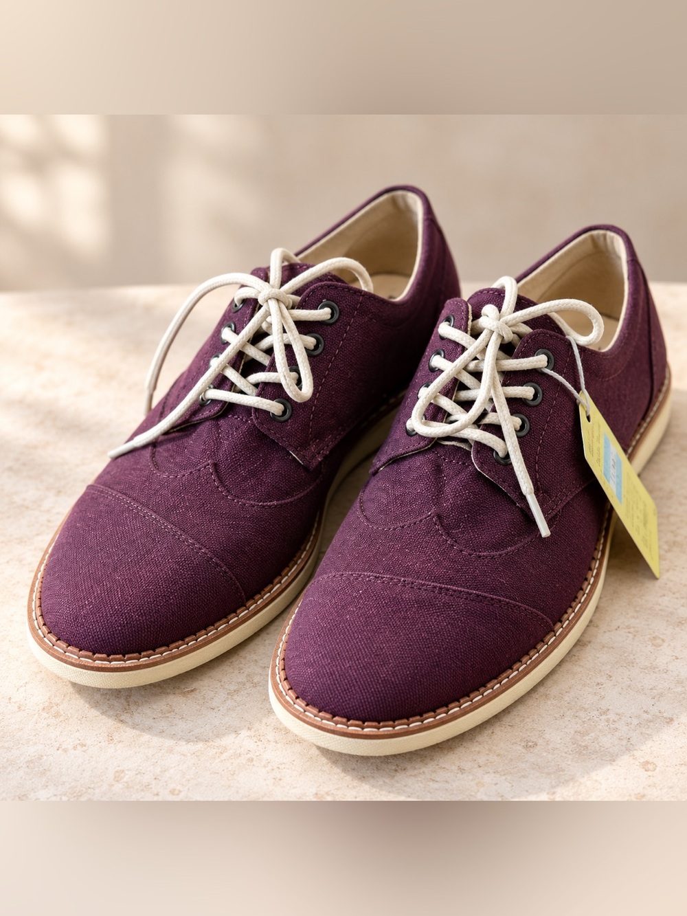 TOMS Men’s Size 8 Burgundy Canvas Oxford Lace Up Shoes New With Tags